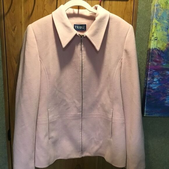 NWOT. Tribu Brand Women’s Size 10 Cashmere Blend Outdoor Jacket Soft Pink - Picture 3 of 11